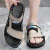 Men's Slippers Summer New Sandals Men PU Leather Sandals Adult Thick-soled Beach Shoes Male Non-slip Open-toe Casual Sandals