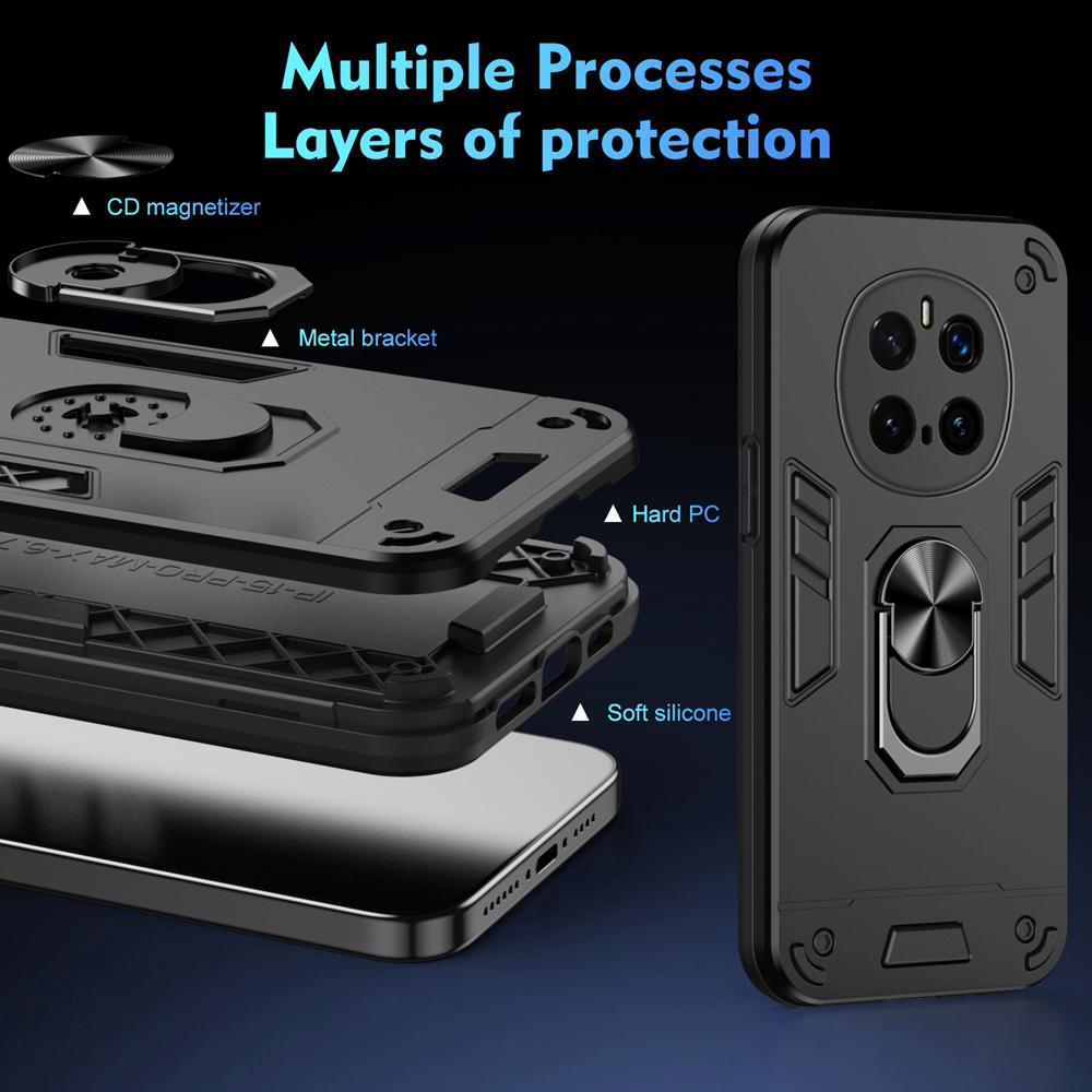 KEYSION Coque Antichoc pour HONOR Magic 7 Pro 5G Silicone+PC Coulissante Protection Caméra Bague Support Housse de Téléphone pour Honor Magic7 Pro