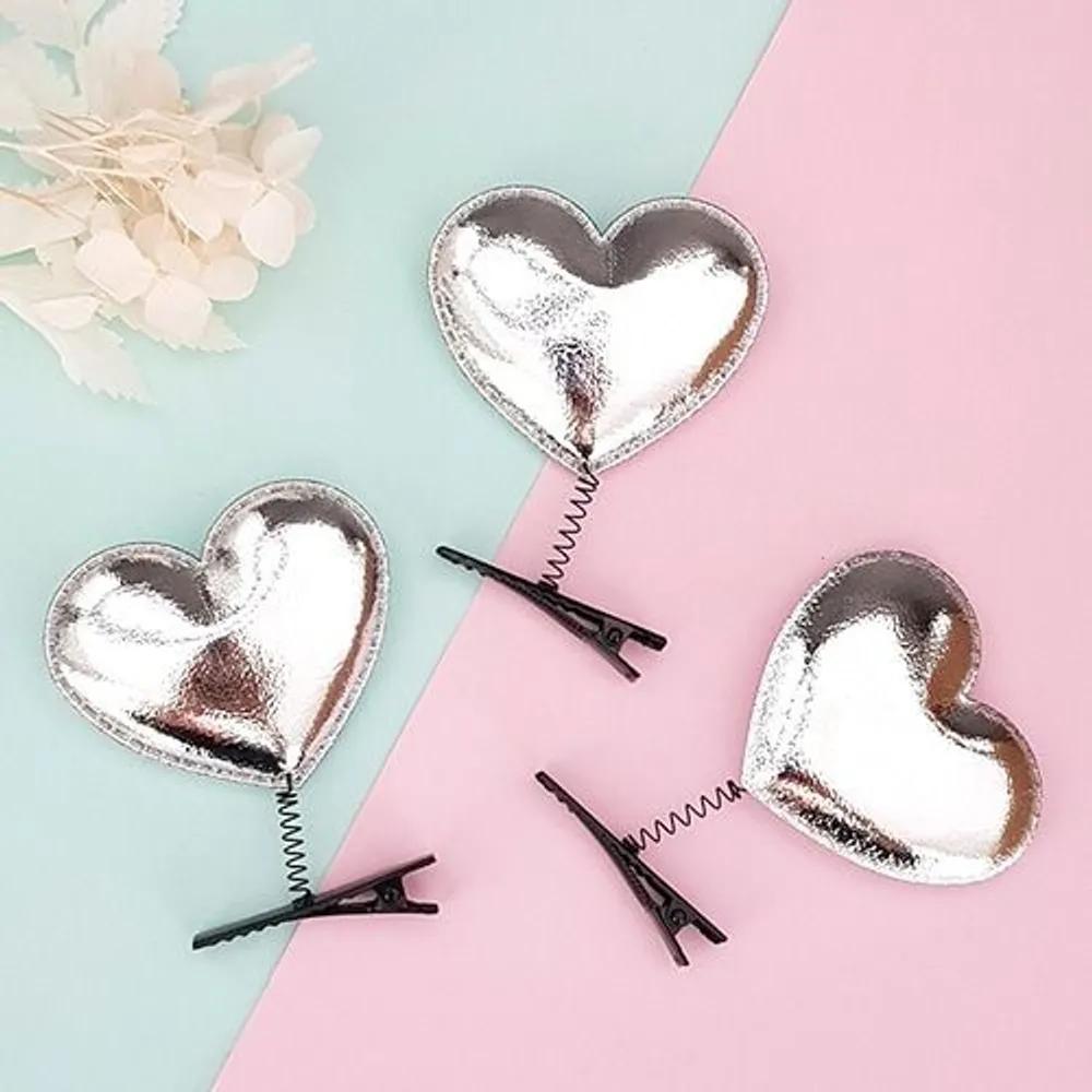 Silver heart springpin 10-piece waving cheer hairpins concert amusement park sports day group event