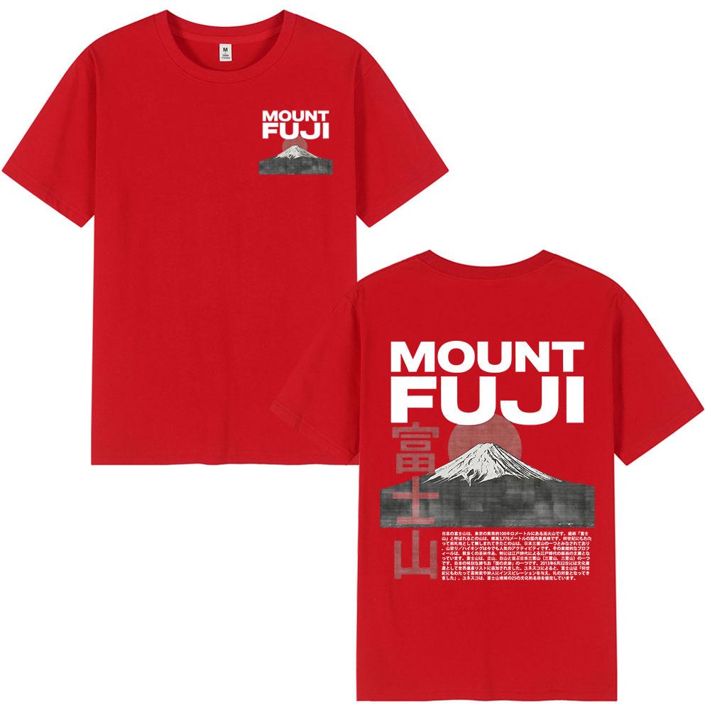 Japanese Style Mount Fuji Cherry Blossoms Print T Shirts Unisex Women Clothing Short Sleeve 100 Cotton Casual Short Sleeve TShirt S