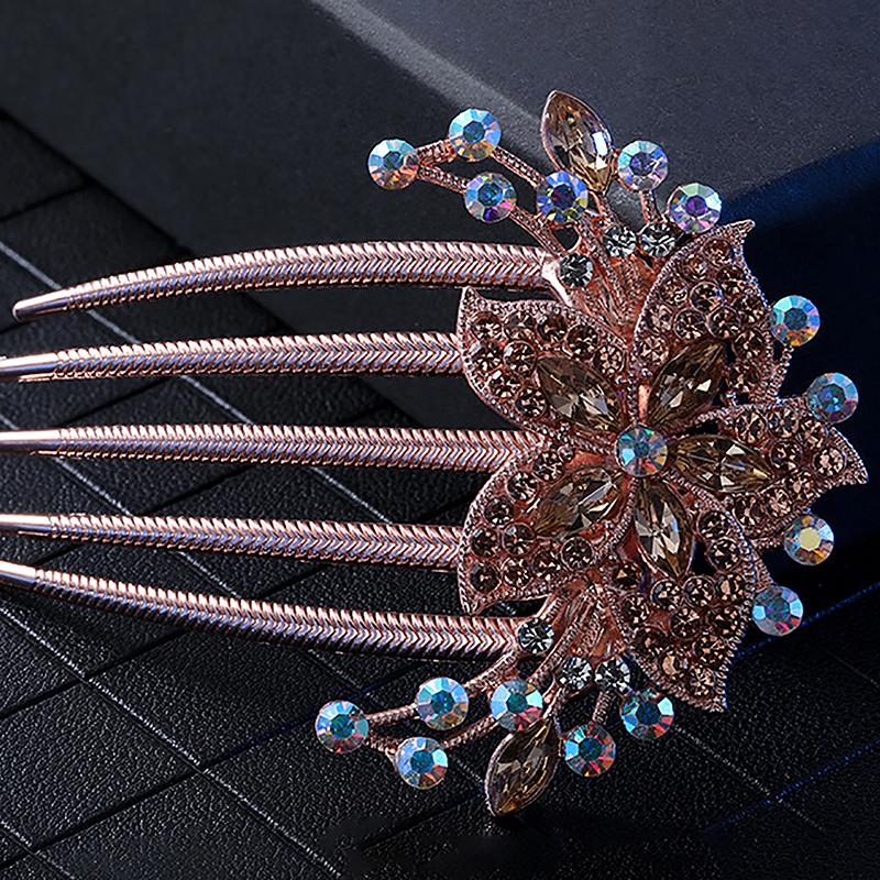 Vintage Blumen Haarspangen Koreanischer Stil Perle Haarkämme Glänzende Haarnadeln Für Frauen Haarschmuck
