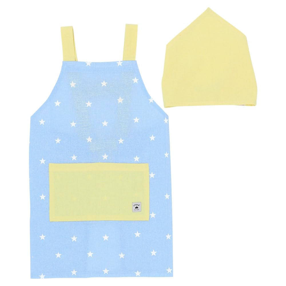 Kids Apron Popping Star with Triangle Scarf Kids Apron M (Light Blue)