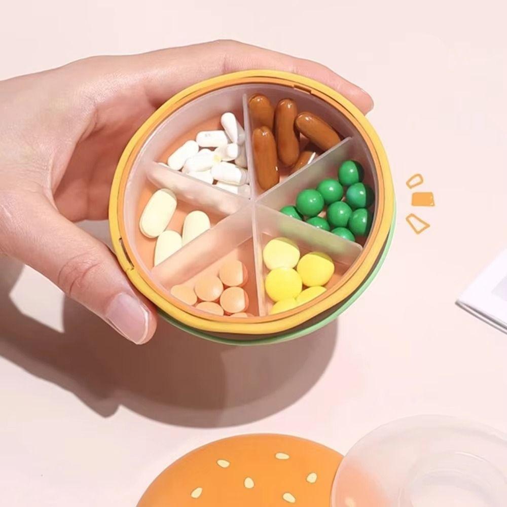 2/3/6 Grid Hamburger Pill Box Sealed Mini Hamburger Storage Case Elderly