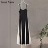 Fashion Contrasting Color Spaghetti Strap Dress for Women Elegant Gauze Backless A-line Long Dresses New Lady Party Evening Dresses