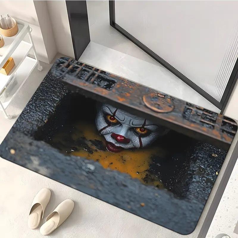 Halloween Clown Printed Kitchen Carpet Living Room Dining Room Laundry Floor Mat Bath Balcony Hallway Non-slip Door Mat
