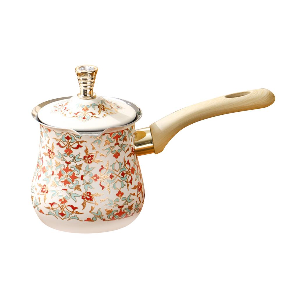 550ml Stainless Steel Turkish Coffee Pot Portable Butter Warmer Pot Chocolate Melting Pot with Long Handle and Lid
