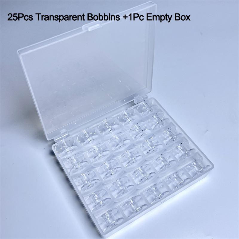 25 Grid Clear Empty Bobbins Storage Boxes Plastic Bobbins Spool Storage Box For Household DIY Sewing Machine Accessories Tool