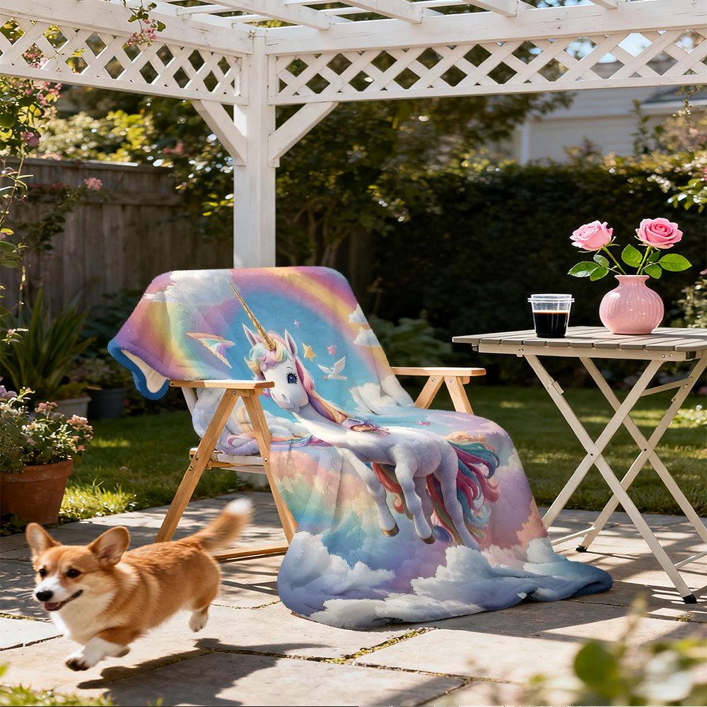 Unicorn Flannel Blanket with Custom Printing - European & American Design