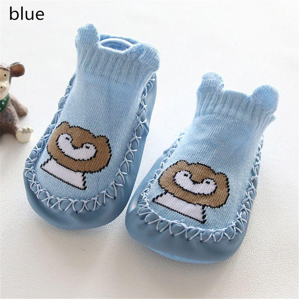 

Первые ходунки Детская обувь Носки-тапочки Носки из чесаного хлопка Обувь Противоскользящая Мультяшная 14cm синий