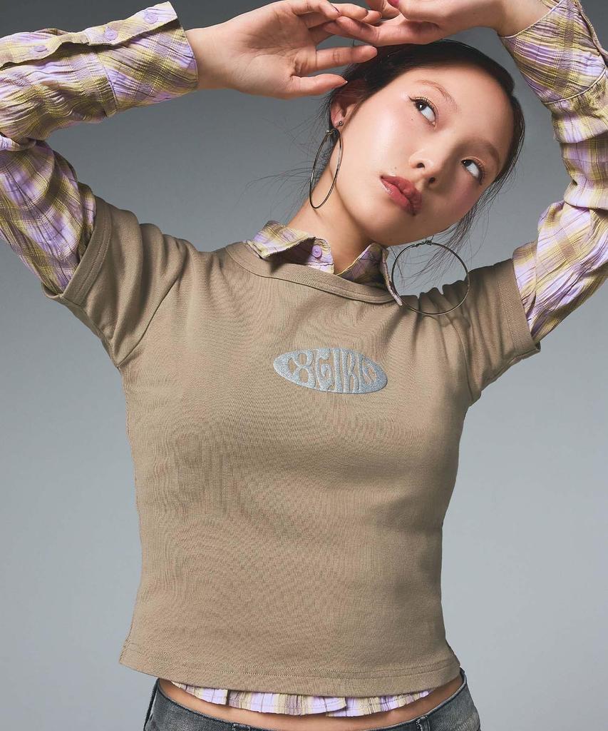 METAL OVAL LOGO BABY TEE 105252011027 BEIGE M X-girl S/S