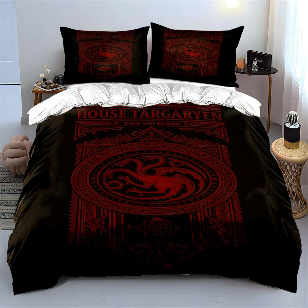Red dragon emblem design. Bedding sets Duvet cover sets Duvet covers Pillowcases(1 * Duvet Cover 2 * Pillowcases, without duvet insert)