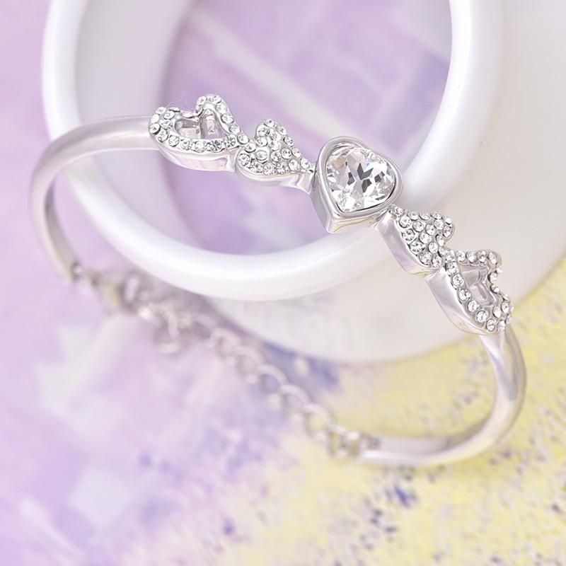 Damer Elegant Krystall Kjærlighet Hjerte Armbånd