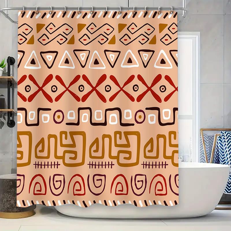 

Bohemian Printed Shower Curtain Rustic Tribal Bath Decor Orange Red White Black Design Pattern Home Waterproof Washable Bathroom W60H190(CM)-1 Pcs