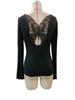 Elegant Back Hollowed Out Paste Hu Butterfly Lace Long-sleeved Solid Color T-shirt Skinny Tops Versatile Closet Essential Fashion Items Shirt