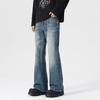 Trendy brand fashion men's and women's jeans autumn and winter new American retro high street casual micro-pull denim trousers men