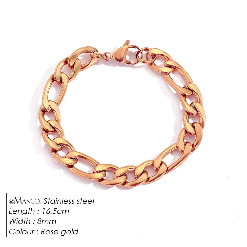 EManco Female Figaro Link Chain Stainless Steel Bracelet Gold Charm Bracelets Chain Bracelets for Women Man Gifts