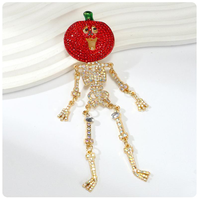 Luxury Big Heavy Flower Skull Brooch Jewelry Retro Ghost Witch Badge Pin For Coat Bag Decor Accessory Halloween Gift
