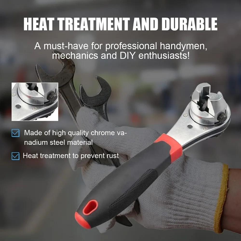 Adjustable Ratchet Wrench Kit for 6-22mm Screw, Portable Adjustable Ratcheting Wrench Set with Non-slip Handle