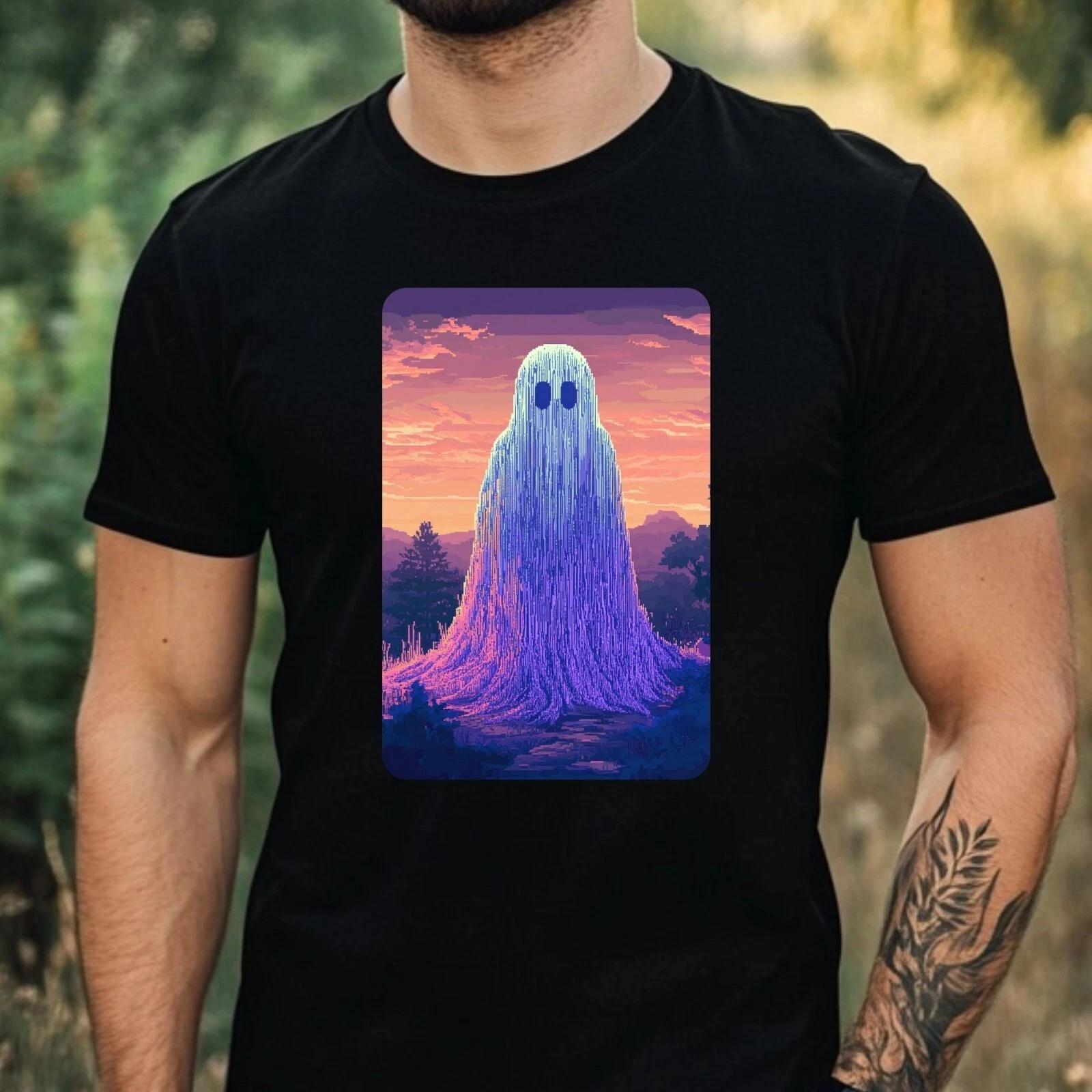 T-Shirt Herren Geist Pixel Art Motiv Baumwolle Größe XS bis 5XL XXXXL
