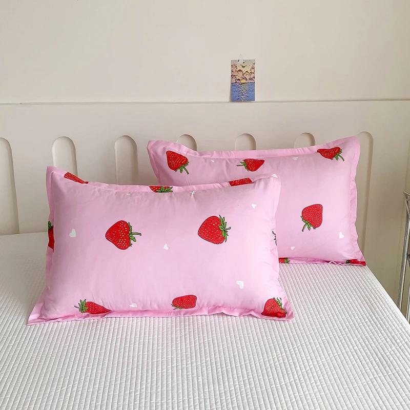 Erdbeere Bettwäsche-Set, Rosa Kawaii Erdbeere Bettbezug Weiche Wendbare Comoforter-Hülle Mit 2 Kissenbezügen Für Frauen Mädchen