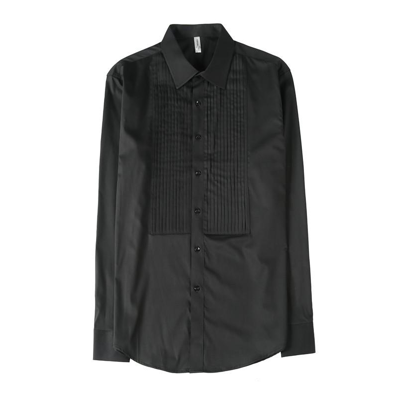 Men's Palace Style Pleated Long Sleeve Wedding Shirt