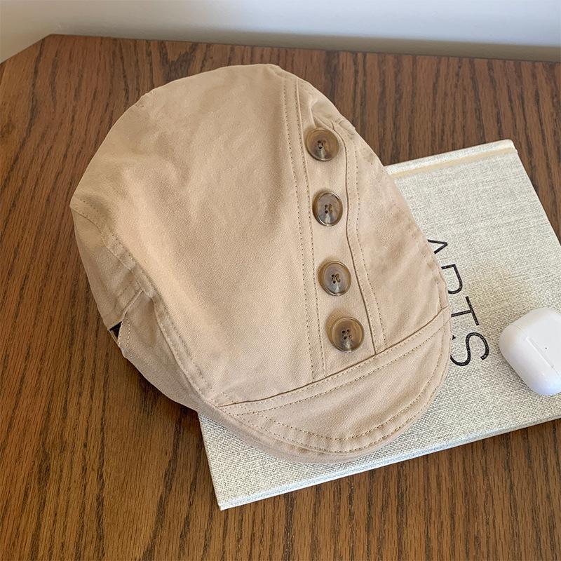 

Персонализированная ретро-кепка с пуговицей, коричневая, с козырьком, детская, осенне-зимняя, в стиле spice girl, для большого обхвата головы, подчеркивающая лицо, маленький берет Average size (58-60cm)