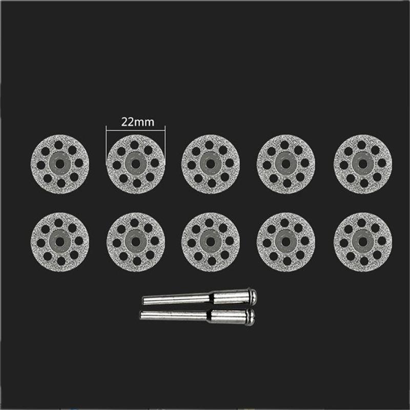 10Pcs Mini Sharp With Hole Diamond Cut Off Rotary Tool Cutting Disc Disks DIY Tools Accessories For Dremel 2Pcs Rod