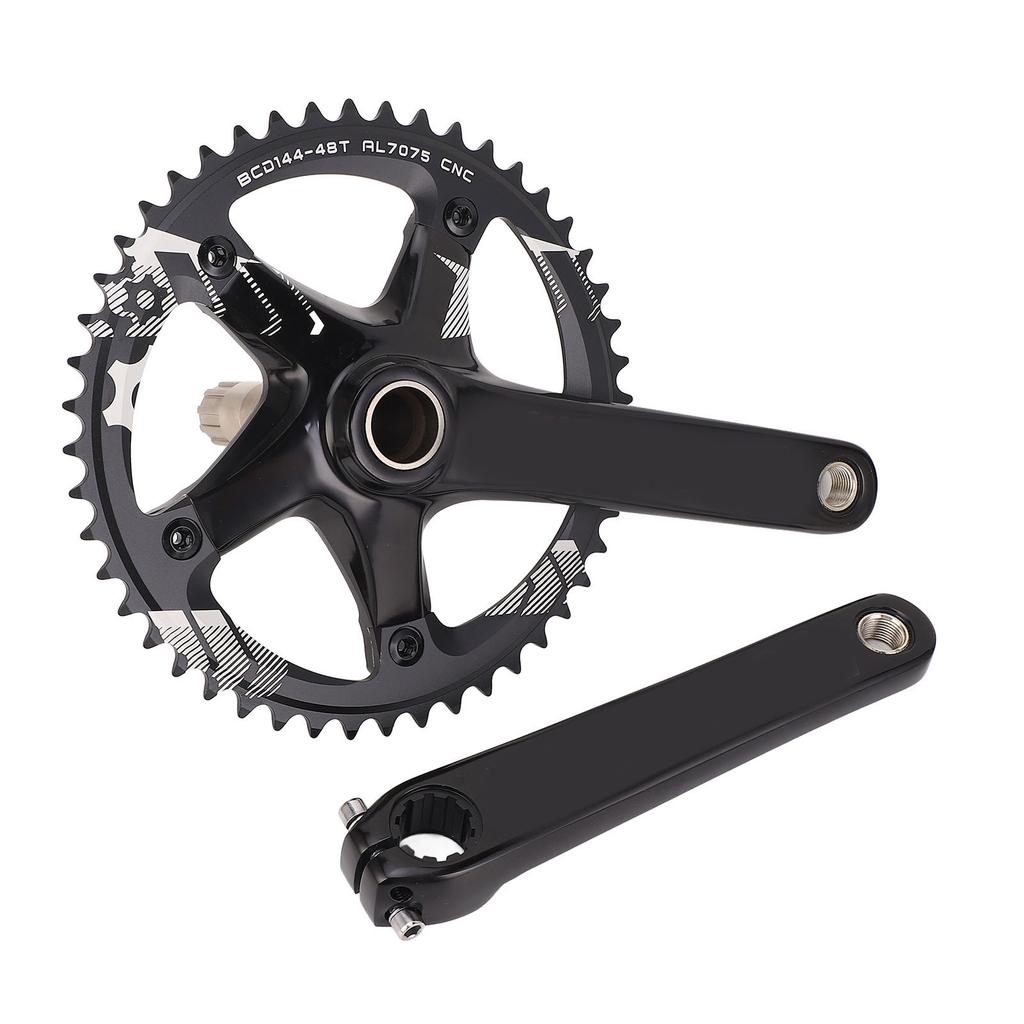 Hollow Integrated Crankset Set BCD144MM 48T Chainring Cycle Crankset for 8 to 12 Speed Gear Systems Black
