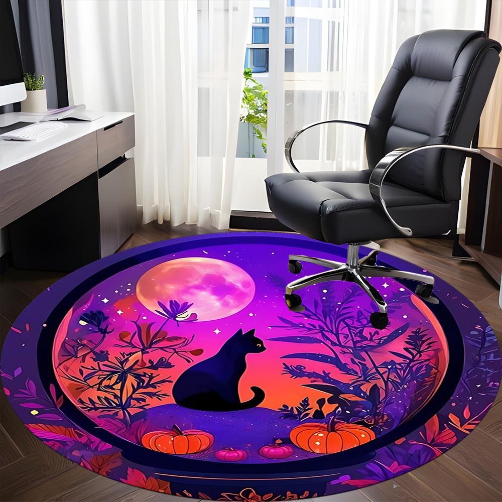 1pc Moonlit Garden Office Round Area Rug, Under Office Chairs Bedroom Living Room Home Decor, Room Deco, Available In Various Sizes