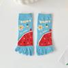 Cotton Five Fingers Women Socks Cartoon Medium Tube Socks Kawaii Split Toe Socks  For Yoga Sports