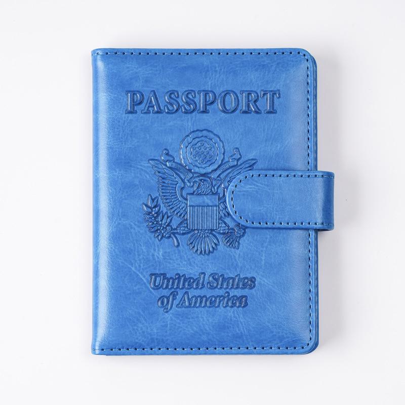 

1PC Embossed RFID-Blocking Passport Holder with Magnetic Snap Pu Leather Passport Holder 14x10.5cm небесно-голубой