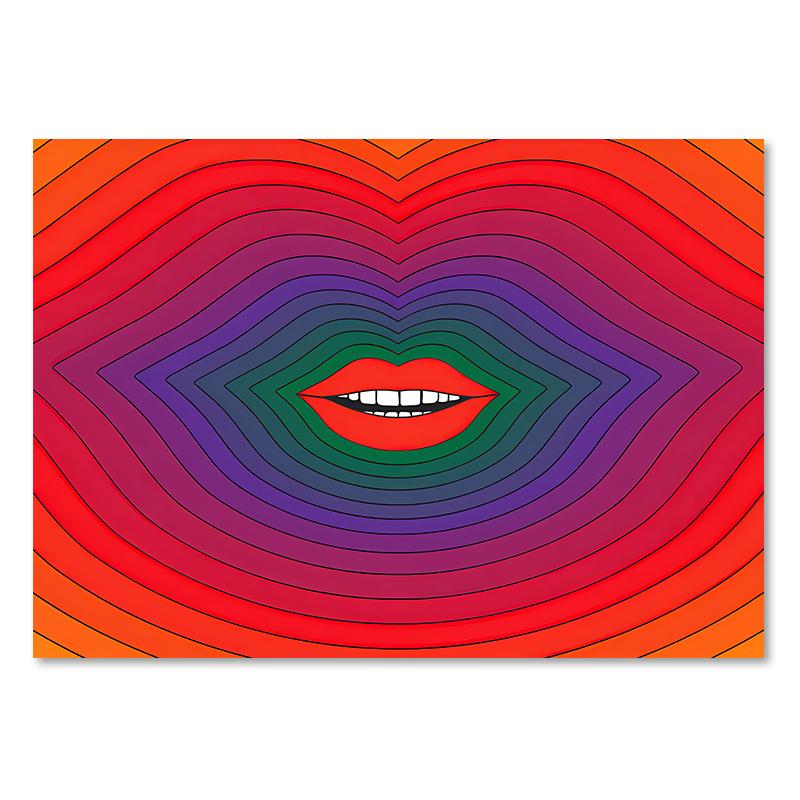 Retro Stripes Art Prints Sunset Lip Rainbow Flower Butterfly Boho Poster Canvas Painting Wall Pictures For Living Room Decor