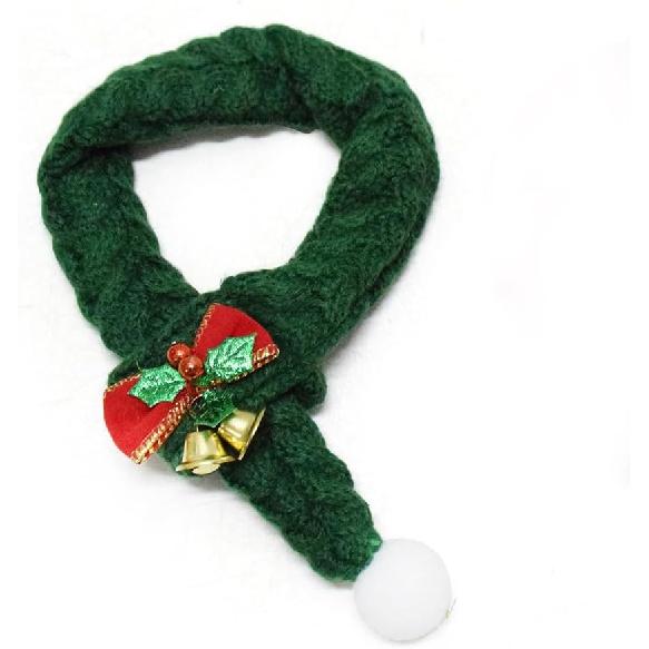 Christmas Pet Scarf with Bell and Bow, 17.7 Inch Long, Adjustable, Red and Green Christmas Neck Wrap for Cats and Dogs, Festive Holiday Bandana for