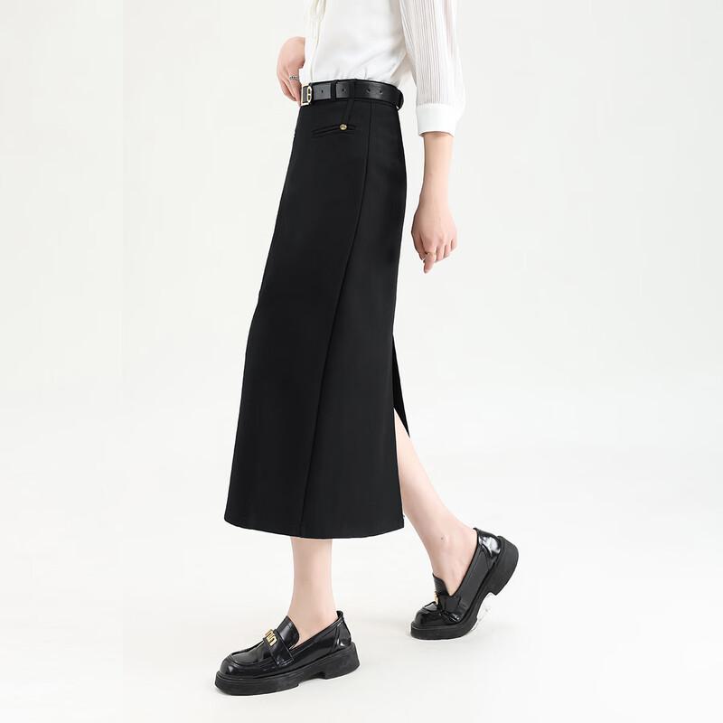 TERRE BLEUE Women's Versatile Slit Midi Skirt