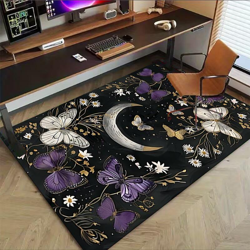 1pc Butterflies Moon Carpet Anti Slip Polyester Floor Mat for office.Bedroom