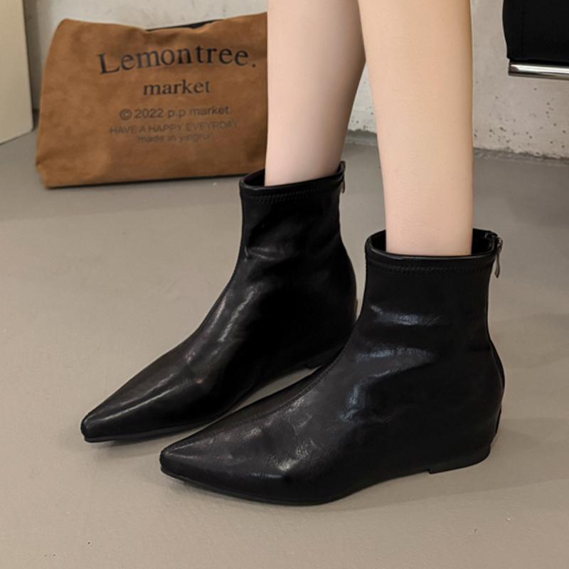 Fashion Women's Ankle Boots Flats Pointed Toe Fashion Shoes Designer Dress Woman Short Botas 2025 Winter New Sexy Chelsea Boots De Mujer