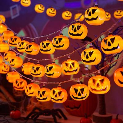 LED Pumpkin String Lights for Halloween Décor and Party Ambiance Props