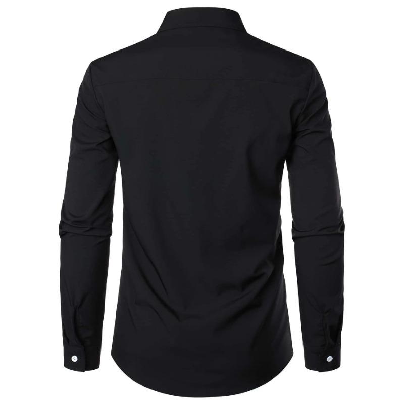Camicia Estiva da Uomo alla Moda a Tinta Unita con Inserti Business Casual a Maniche Lunghe