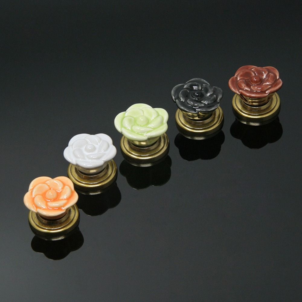 

Multiple Colors Ceramic Handle Coloured Glaze Round Rose Handle Single Hole Handle Cabinet зелёный