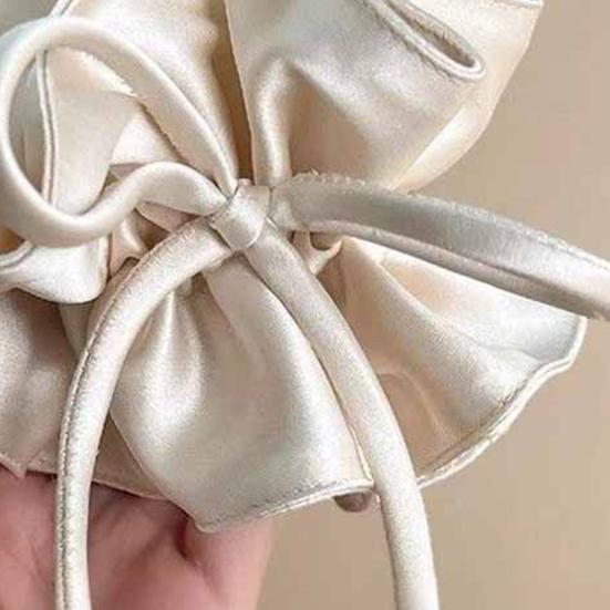 Hair Tie Double Layer Pleated Bowknot Design Hair Band Adjustable Elastic Hair Rope Soft Non-Slip Hair Accessory