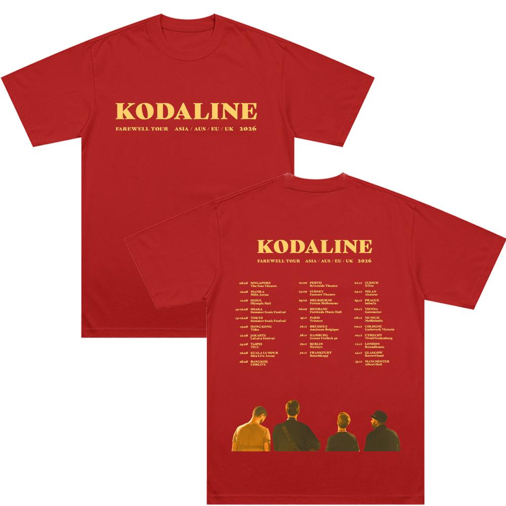 

Kodaline Band Farewell Tour 2026 T-shirts Fashion Pure Cotton Tees Women Men Comfortable Breathable Clothing Short Sleeve Band T-shirt summer Tops XS красный