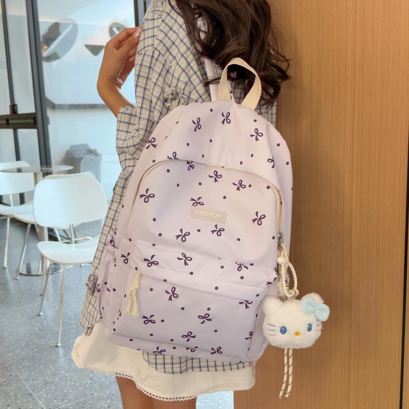 Schoolbag1011 new bow casual backpack student class schoolbag travel cute commuter versatile backpack