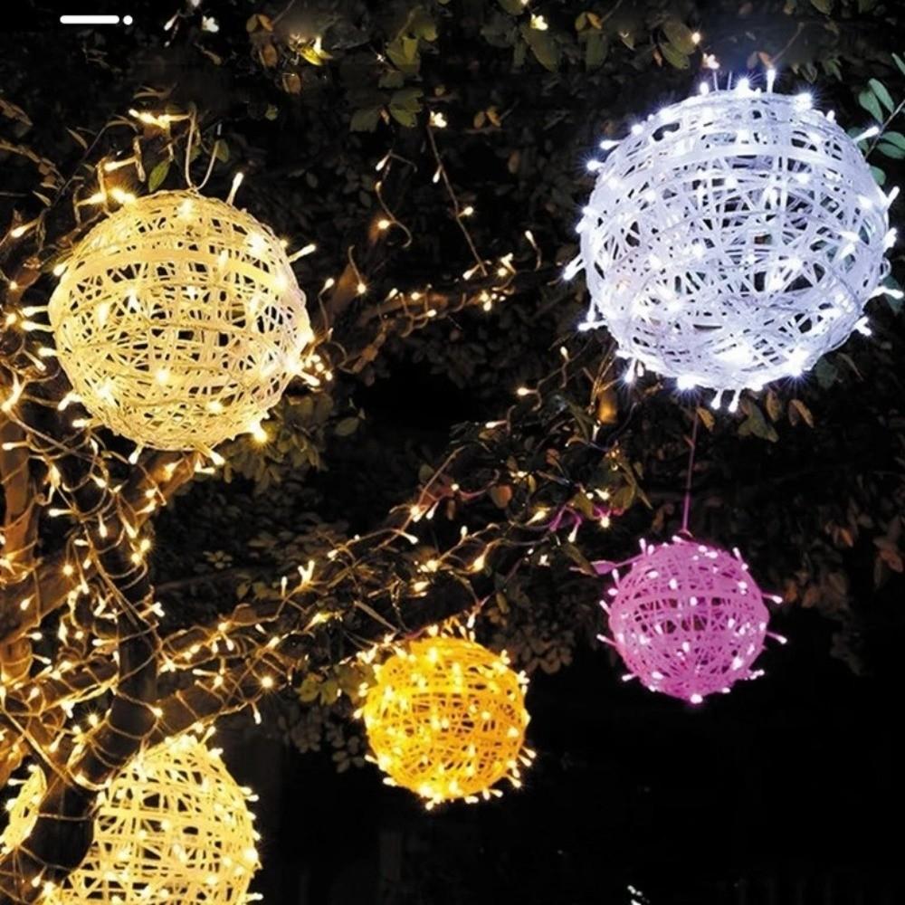 New Year 20/28CM Festoon Rattan Ball Light LED 220V Christmas Tree Light String Rattan Ball Garden Decor Hanging Lamp Tree