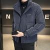 Trendy Brand Men's 2025 Winter White Duck Down Striped Puffer Jacket with Gold Thread and Soft Fur