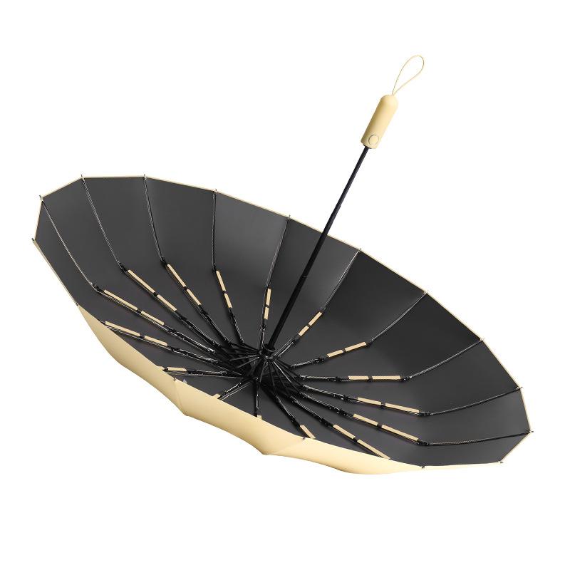 New 16-bone vinyl automatic double umbrella three-fold wind-resistant reinforced folding umbrella umbrella plus