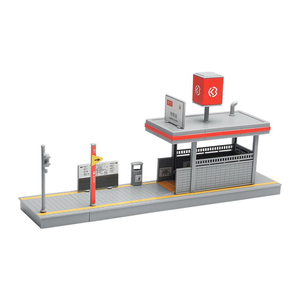 DIY 1/64 Scale Metro Station Model Unassembly Kit Miniature Building Scene Railway Diorama Sand Table Accessories Layout