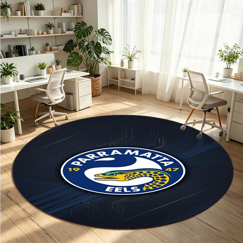 Parramatta Eels Printed Round Crystal Velvet Rug Soft Non Slip Floor Carpet For Bedroom Holiday Gift