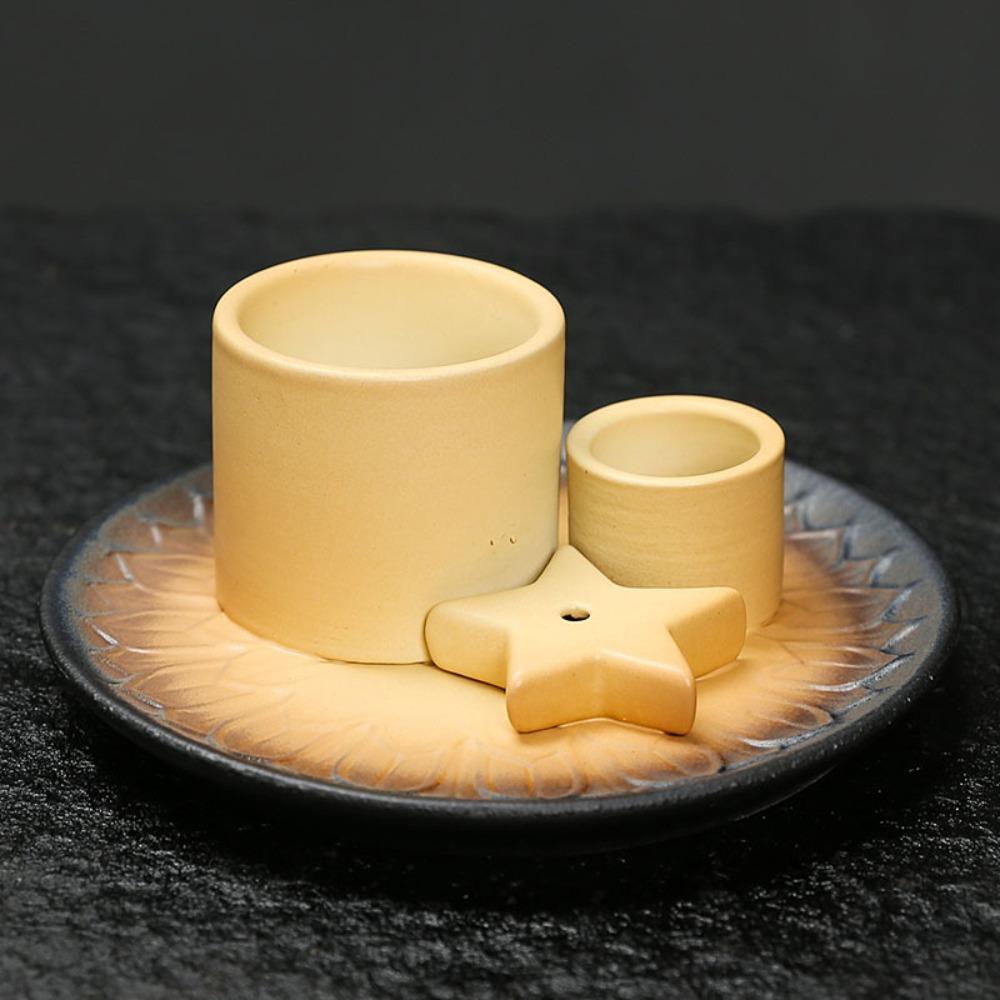 

4-in-1 Desktop Candelabrum Decorative Tealight Container Home Decor Candle Cup Office Space жёлтый