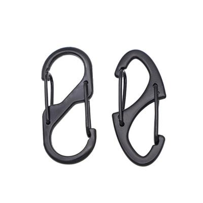 10Pcs Stainless Steel S Type Carabiner With Lock Keychain Hook Camping Key-Lock