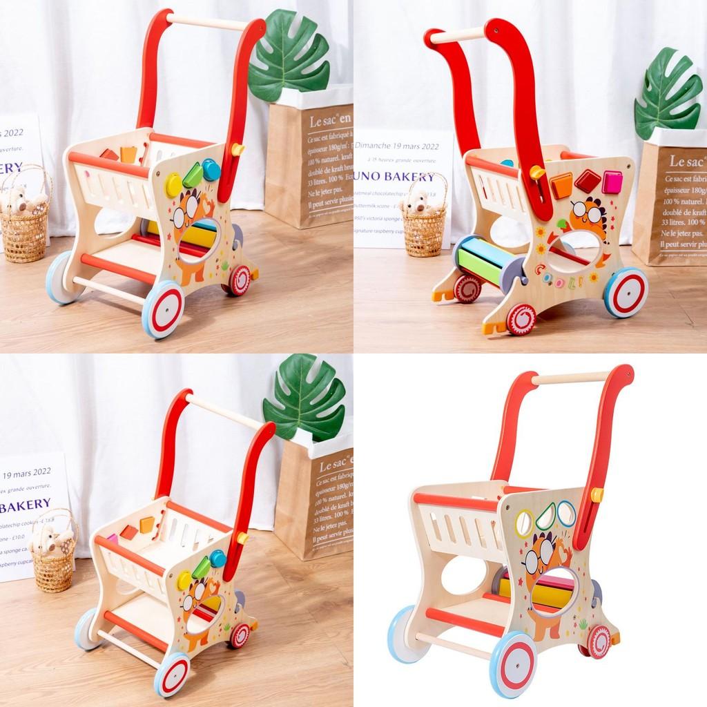 Multifunction Wooden Baby Cart Toddler Walking Shape Recognition Festival Gifts